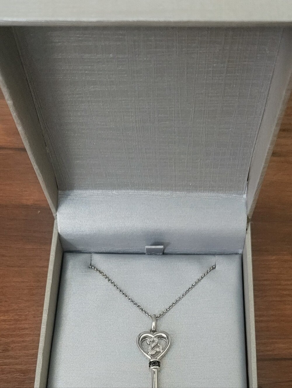 Zales - Silver Heart Key Pendant Necklace - Women's Jewelry